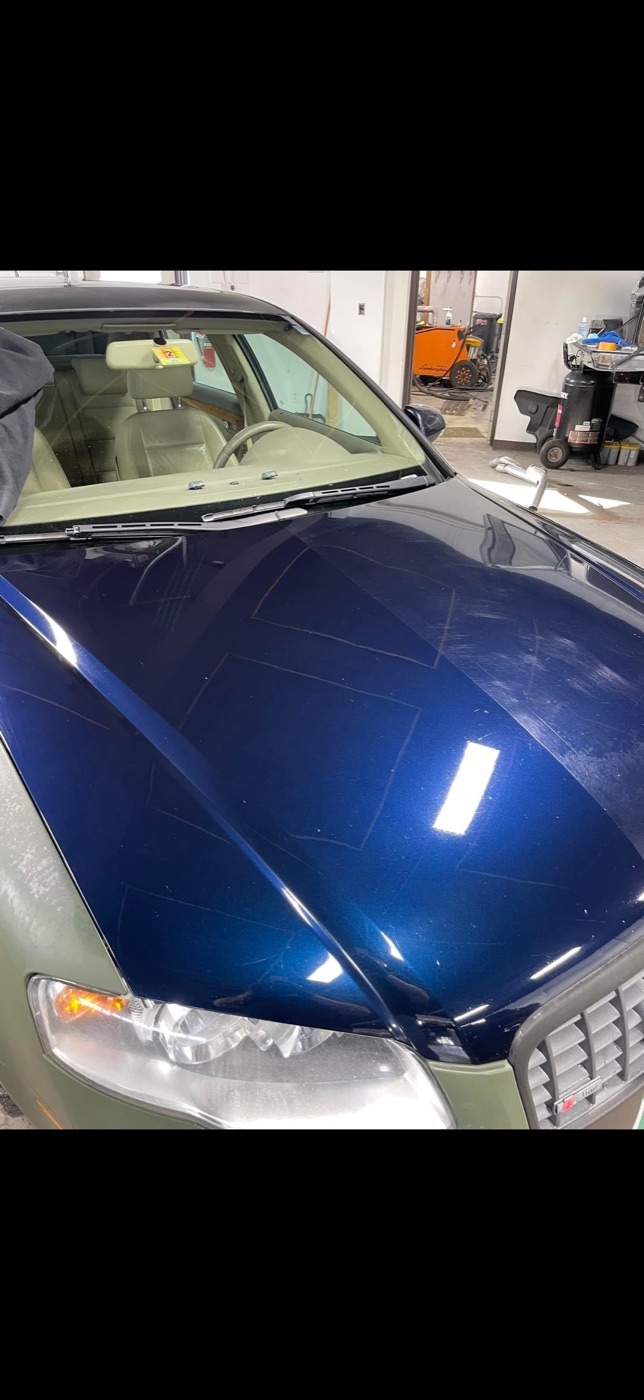 Blue paint depth after polishing